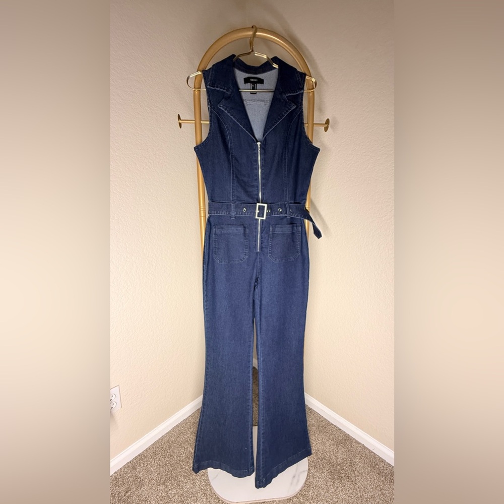 Forever 21 Dark Blue Denim Overalls